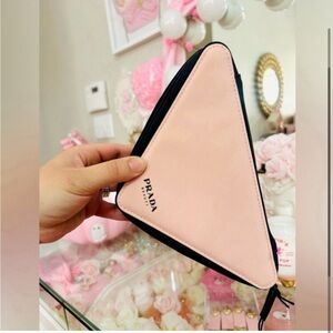 PRADA BEAUTY - PINK TRIANGLE PARADOXE ZIP POUCH BAG - NEW WITH TAGS